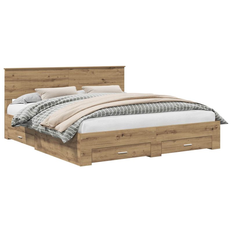Casa si Gradina - Mobilier - Paturi si accesorii - Paturi - Cadru de pat Stejar Artizanal 180 x 200 cm Lemn compozit - Infinity.ro