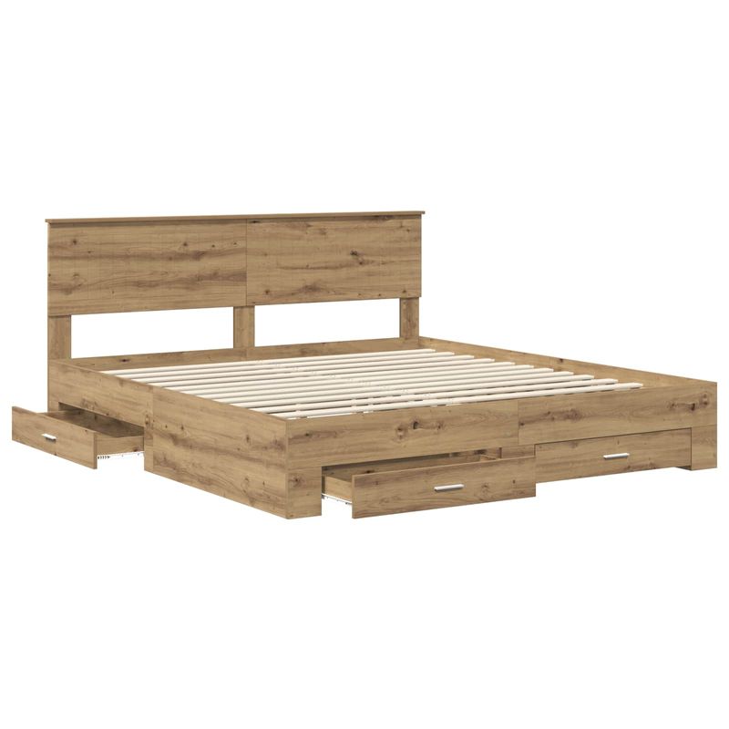 Casa si Gradina - Mobilier - Paturi si accesorii - Paturi - Cadru de pat Stejar Artizanal 180 x 200 cm Lemn compozit - Infinity.ro