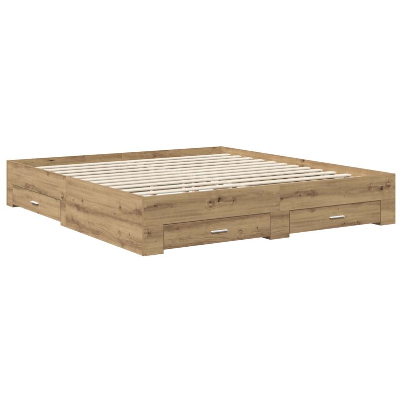 Casa si Gradina - Mobilier - Paturi si accesorii - Paturi - Cadru de pat Stejar Artizanal 180 x 200 cm Lemn compozit - Infinity.ro