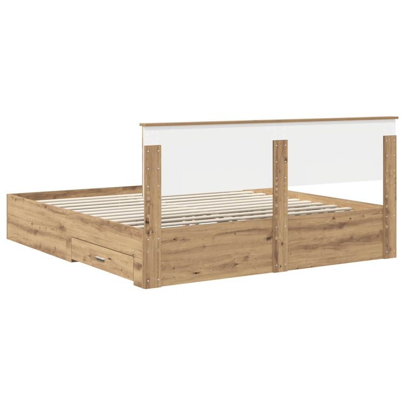Casa si Gradina - Mobilier - Paturi si accesorii - Paturi - Cadru de pat Stejar Artizanal 180 x 200 cm Lemn compozit - Infinity.ro