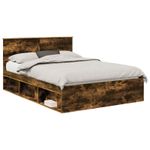 Casa si Gradina - Mobilier - Paturi si accesorii - Paturi - Cadru de pat Stejar fumuriu 135 x 190 cm Lemn de pin masiv - Infinity.ro