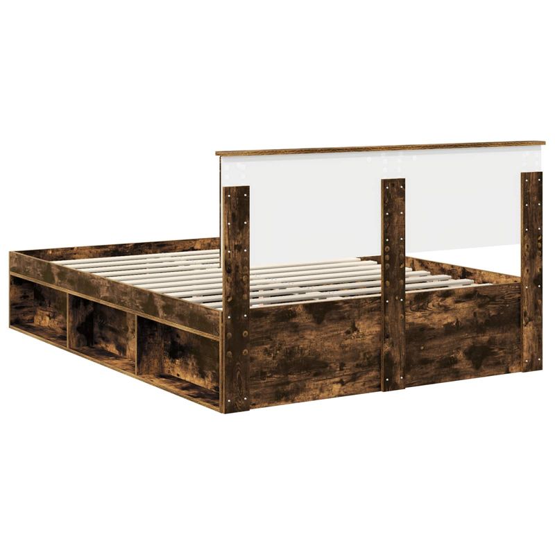 Casa si Gradina - Mobilier - Paturi si accesorii - Paturi - Cadru de pat Stejar fumuriu 135 x 190 cm Lemn de pin masiv - Infinity.ro
