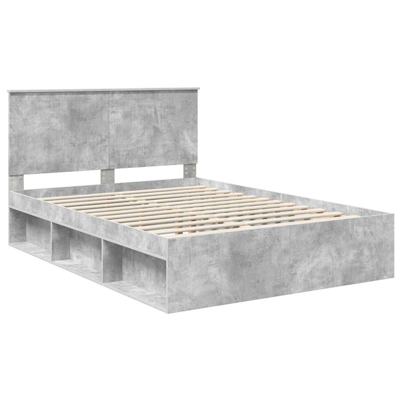 Casa si Gradina - Mobilier - Paturi si accesorii - Paturi - Cadru de pat cu headboard Beton 140 x 190 cm Lemn de pin masiv - Infinity.ro