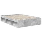Casa si Gradina - Mobilier - Paturi si accesorii - Paturi - Cadru de pat cu headboard Beton 140 x 190 cm Lemn de pin masiv - Infinity.ro