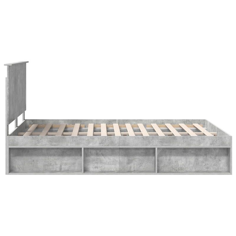 Casa si Gradina - Mobilier - Paturi si accesorii - Paturi - Cadru de pat cu headboard Beton 140 x 190 cm Lemn de pin masiv - Infinity.ro