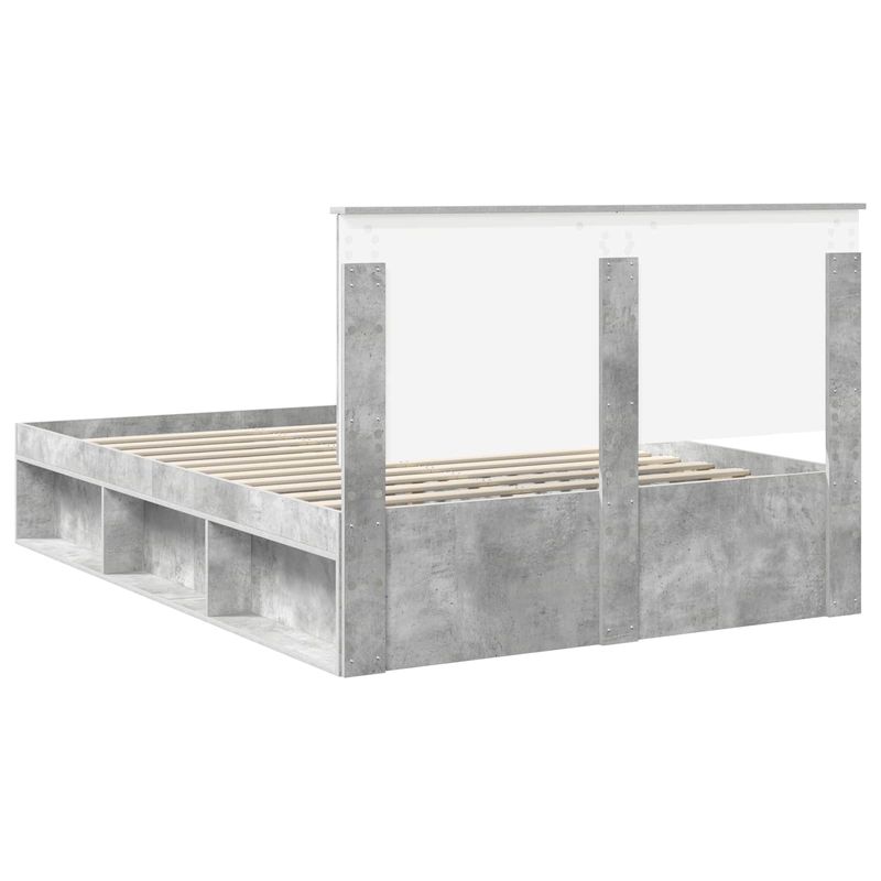 Casa si Gradina - Mobilier - Paturi si accesorii - Paturi - Cadru de pat cu headboard Beton 140 x 190 cm Lemn de pin masiv - Infinity.ro