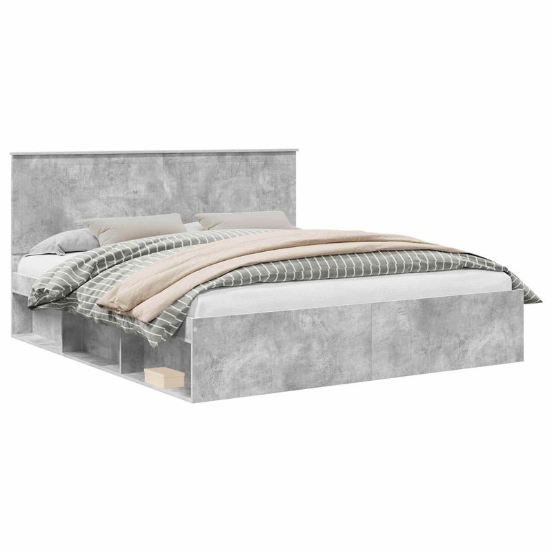 Casa si Gradina - Mobilier - Paturi si accesorii - Paturi - Cadru de pat cu headboard Beton 180 x 200 cm Lemn de pin masiv - Infinity.ro