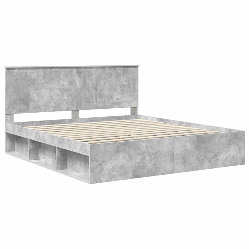 Casa si Gradina - Mobilier - Paturi si accesorii - Paturi - Cadru de pat cu headboard Beton 180 x 200 cm Lemn de pin masiv - Infinity.ro