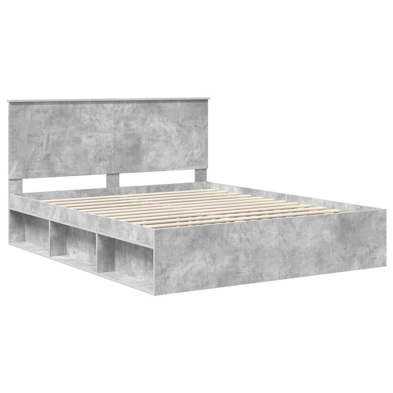 Casa si Gradina - Mobilier - Paturi si accesorii - Paturi - Cadru de pat cu headboard Beton 160 x 200 cm Lemn de pin masiv - Infinity.ro