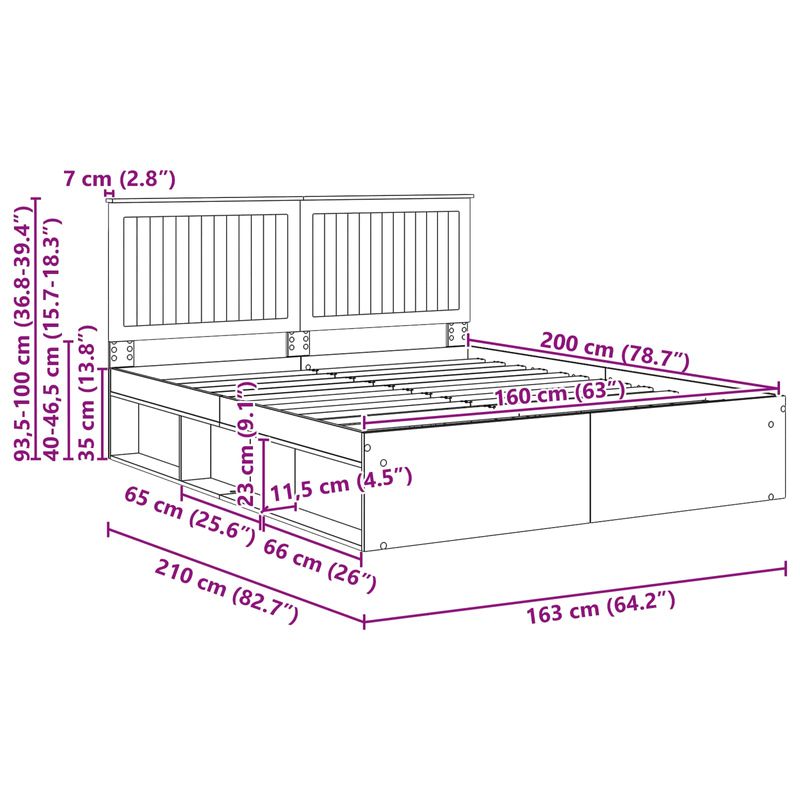 Casa si Gradina - Mobilier - Paturi si accesorii - Paturi - Cadru de pat cu headboard Beton 160 x 200 cm Lemn de pin masiv - Infinity.ro