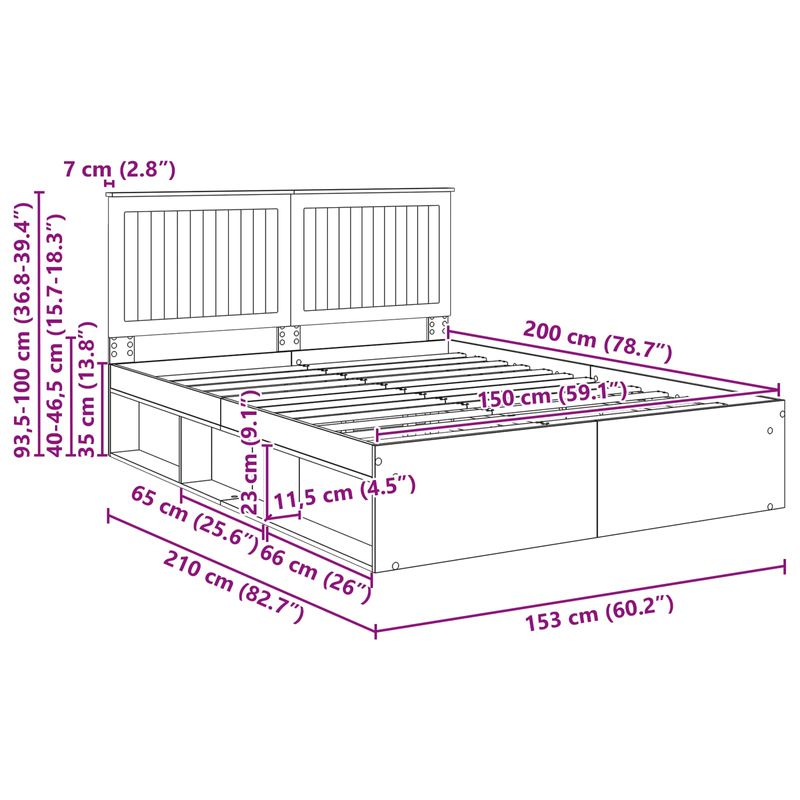 Casa si Gradina - Mobilier - Paturi si accesorii - Paturi - Cadru de pat cu headboard Alb 150 x 200 cm Lemn de pin masiv - Infinity.ro