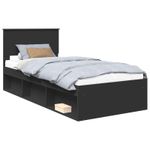 Casa si Gradina - Mobilier - Paturi si accesorii - Paturi - Cadru de pat cu headboard Negru 90 x 190 cm Lemn de pin masiv - Infinity.ro