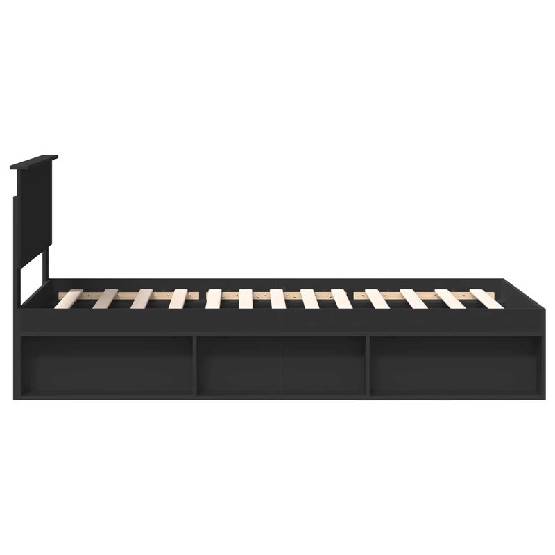 Casa si Gradina - Mobilier - Paturi si accesorii - Paturi - Cadru de pat cu headboard Negru 90 x 190 cm Lemn de pin masiv - Infinity.ro