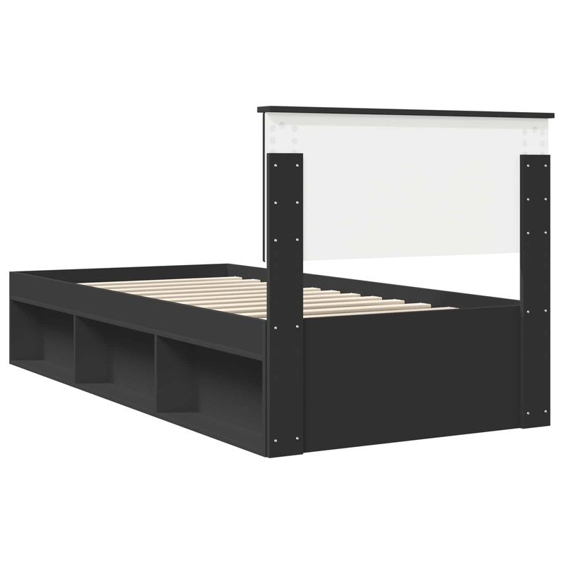 Casa si Gradina - Mobilier - Paturi si accesorii - Paturi - Cadru de pat cu headboard Negru 90 x 190 cm Lemn de pin masiv - Infinity.ro