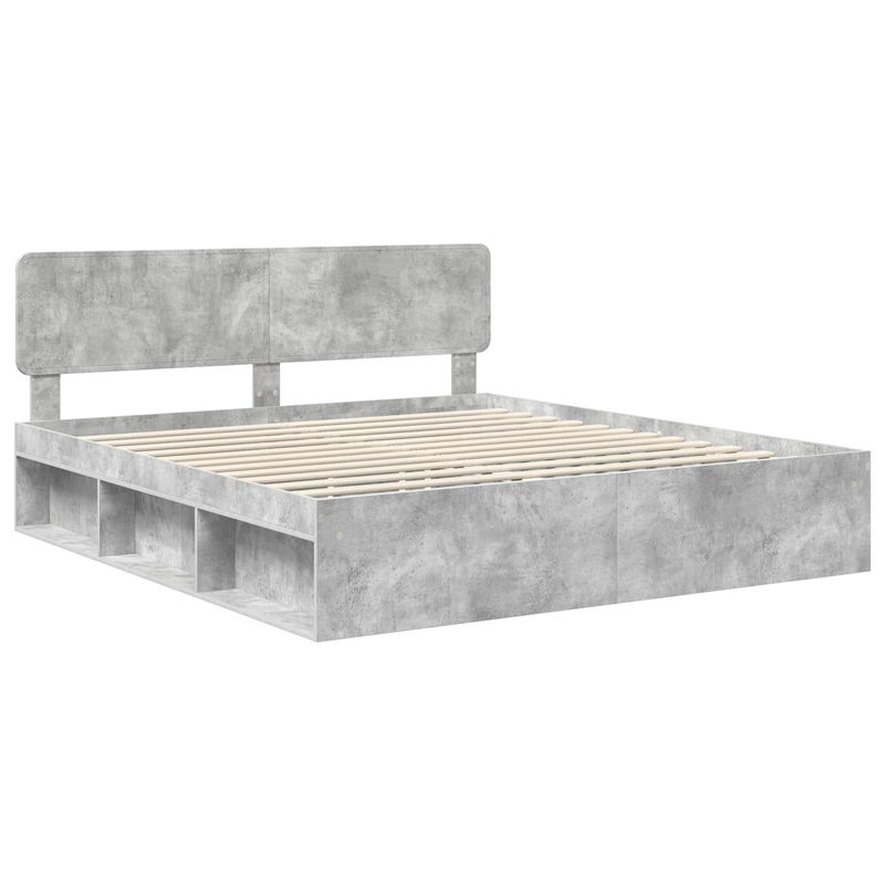 Casa si Gradina - Mobilier - Paturi si accesorii - Paturi - Cadru de pat cu headboard Beton 180 x 200 cm Lemn de pin masiv - Infinity.ro