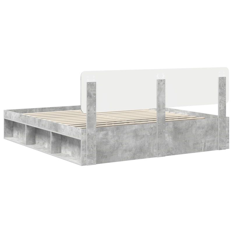Casa si Gradina - Mobilier - Paturi si accesorii - Paturi - Cadru de pat cu headboard Beton 180 x 200 cm Lemn de pin masiv - Infinity.ro
