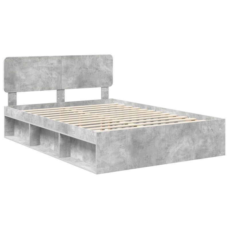 Casa si Gradina - Mobilier - Paturi si accesorii - Paturi - Cadru de pat cu headboard Beton 140 x 200 cm Lemn de pin masiv - Infinity.ro