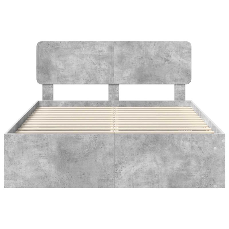 Casa si Gradina - Mobilier - Paturi si accesorii - Paturi - Cadru de pat cu headboard Beton 140 x 200 cm Lemn de pin masiv - Infinity.ro