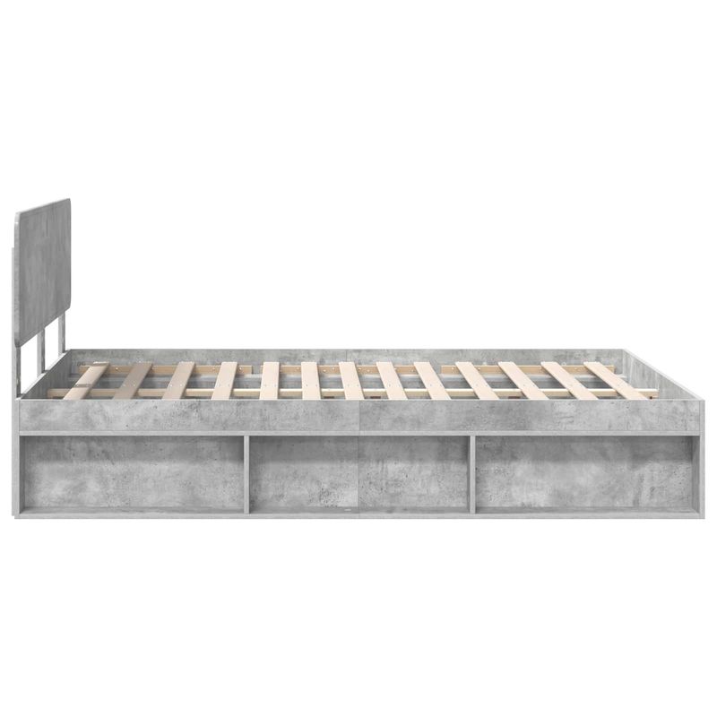 Casa si Gradina - Mobilier - Paturi si accesorii - Paturi - Cadru de pat cu headboard Beton 140 x 200 cm Lemn de pin masiv - Infinity.ro