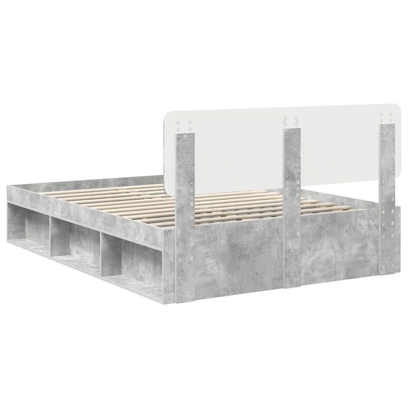 Casa si Gradina - Mobilier - Paturi si accesorii - Paturi - Cadru de pat cu headboard Beton 140 x 200 cm Lemn de pin masiv - Infinity.ro