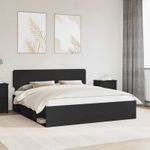 Casa si Gradina - Mobilier - Paturi si accesorii - Paturi - Cadru de pat cu headboard Negru 200 x 200 cm Lemn de pin masiv - Infinity.ro
