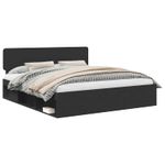Casa si Gradina - Mobilier - Paturi si accesorii - Paturi - Cadru de pat cu headboard Negru 200 x 200 cm Lemn de pin masiv - Infinity.ro