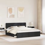 Casa si Gradina - Mobilier - Paturi si accesorii - Paturi - Cadru de pat cu headboard Negru 200 x 200 cm Lemn de pin masiv - Infinity.ro