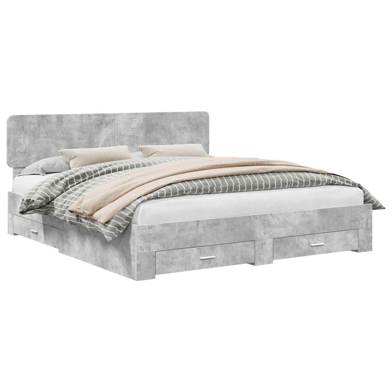Casa si Gradina - Mobilier - Paturi si accesorii - Paturi - Cadru de pat cu sertar Gri din beton 180 x 200 cm Lemn compozit - Infinity.ro