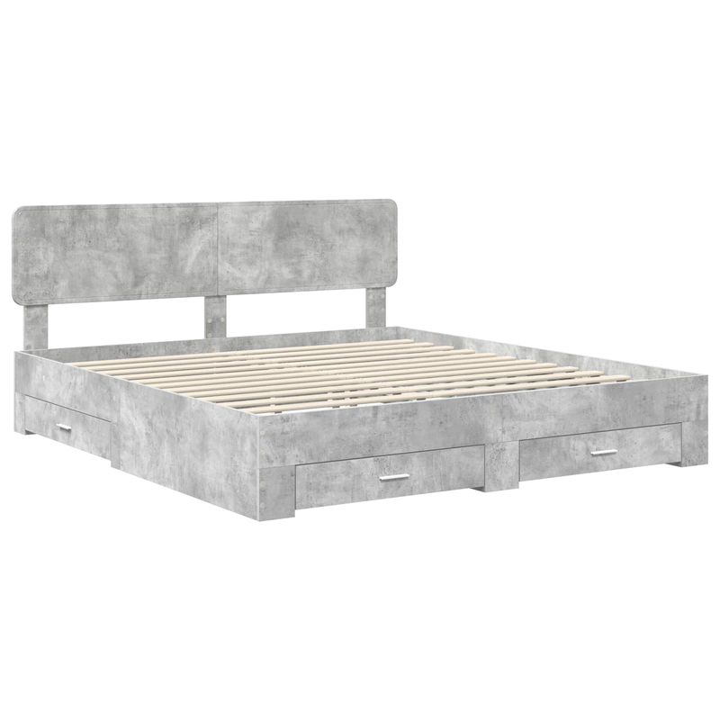 Casa si Gradina - Mobilier - Paturi si accesorii - Paturi - Cadru de pat cu sertar Gri din beton 180 x 200 cm Lemn compozit - Infinity.ro