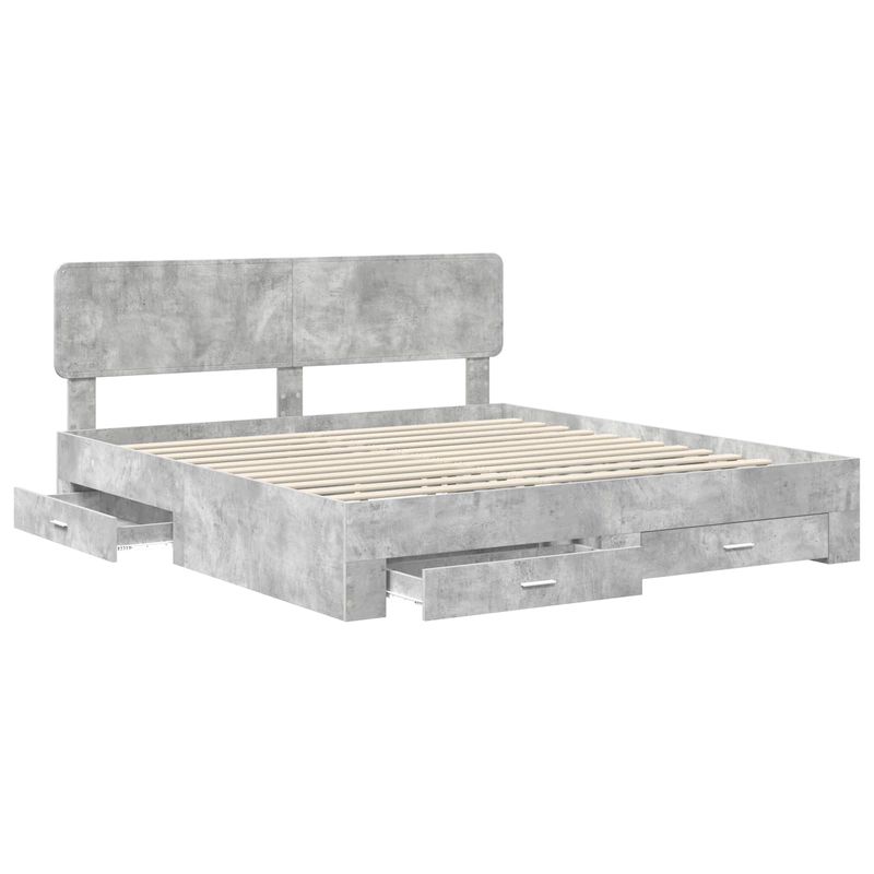 Casa si Gradina - Mobilier - Paturi si accesorii - Paturi - Cadru de pat cu sertar Gri din beton 180 x 200 cm Lemn compozit - Infinity.ro