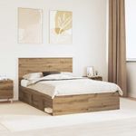 Casa si Gradina - Mobilier - Paturi si accesorii - Paturi - Cadru de pat Stejar artizanal 135 x 190 cm Lemn de pin masiv - Infinity.ro