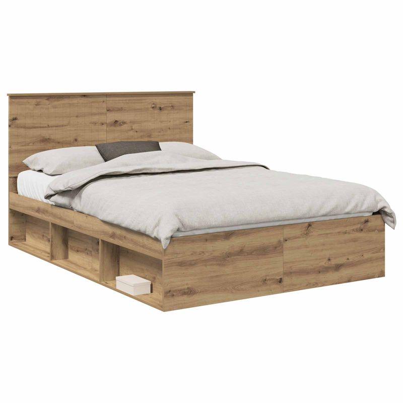 Casa si Gradina - Mobilier - Paturi si accesorii - Paturi - Cadru de pat Stejar artizanal 135 x 190 cm Lemn de pin masiv - Infinity.ro