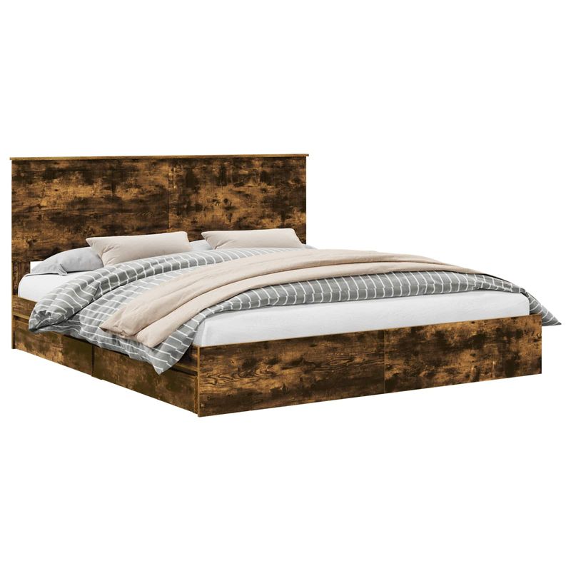 Casa si Gradina - Mobilier - Paturi si accesorii - Paturi - Pat cu storage Stejar fumuriu 180 x 200 cm Lemn compozit - Infinity.ro