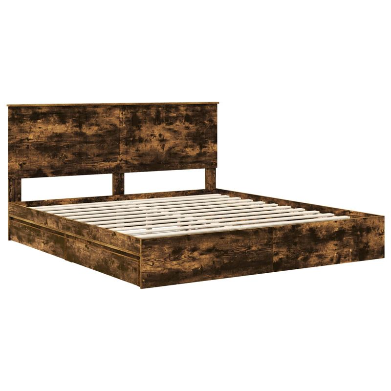 Casa si Gradina - Mobilier - Paturi si accesorii - Paturi - Pat cu storage Stejar fumuriu 180 x 200 cm Lemn compozit - Infinity.ro