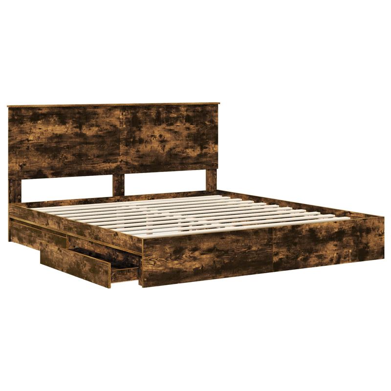 Casa si Gradina - Mobilier - Paturi si accesorii - Paturi - Pat cu storage Stejar fumuriu 180 x 200 cm Lemn compozit - Infinity.ro