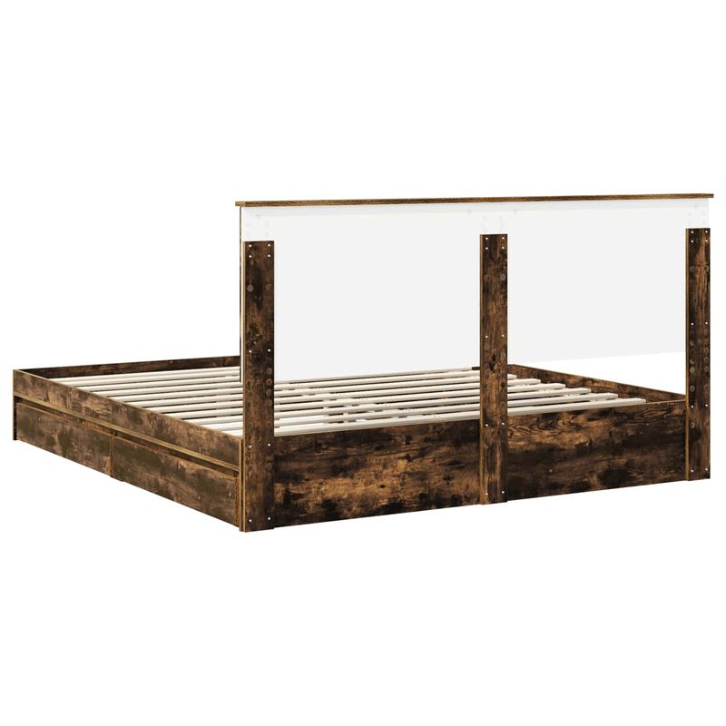 Casa si Gradina - Mobilier - Paturi si accesorii - Paturi - Pat cu storage Stejar fumuriu 180 x 200 cm Lemn compozit - Infinity.ro