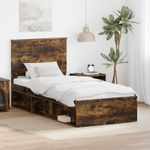 Casa si Gradina - Mobilier - Paturi si accesorii - Paturi - Cadru de pat Stejar fumuriu 90 x 190 cm Lemn de pin masiv - Infinity.ro
