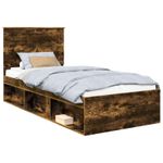 Casa si Gradina - Mobilier - Paturi si accesorii - Paturi - Cadru de pat Stejar fumuriu 90 x 190 cm Lemn de pin masiv - Infinity.ro