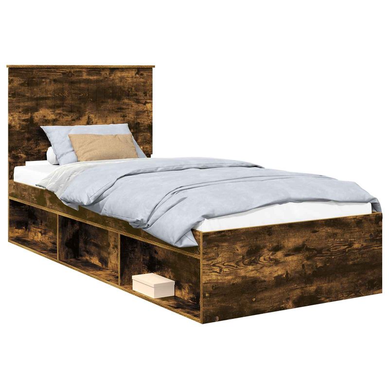Casa si Gradina - Mobilier - Paturi si accesorii - Paturi - Cadru de pat Stejar fumuriu 90 x 190 cm Lemn de pin masiv - Infinity.ro
