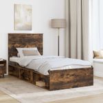Casa si Gradina - Mobilier - Paturi si accesorii - Paturi - Cadru de pat Stejar fumuriu 90 x 190 cm Lemn de pin masiv - Infinity.ro