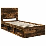 Casa si Gradina - Mobilier - Paturi si accesorii - Paturi - Cadru de pat Stejar fumuriu 90 x 190 cm Lemn de pin masiv - Infinity.ro