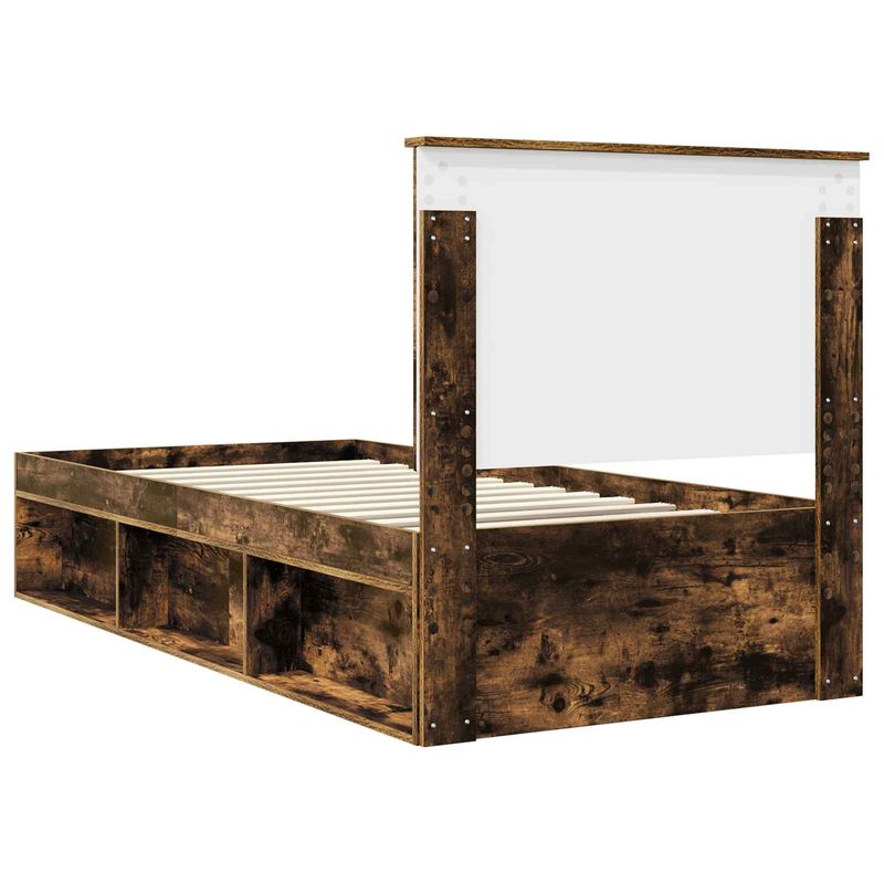 Casa si Gradina - Mobilier - Paturi si accesorii - Paturi - Cadru de pat Stejar fumuriu 90 x 190 cm Lemn de pin masiv - Infinity.ro