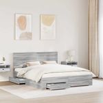 Casa si Gradina - Mobilier - Paturi si accesorii - Paturi - Cadru de pat cu headboard Gri Sonoma 160 x 200 cm Lemn compozit - Infinity.ro