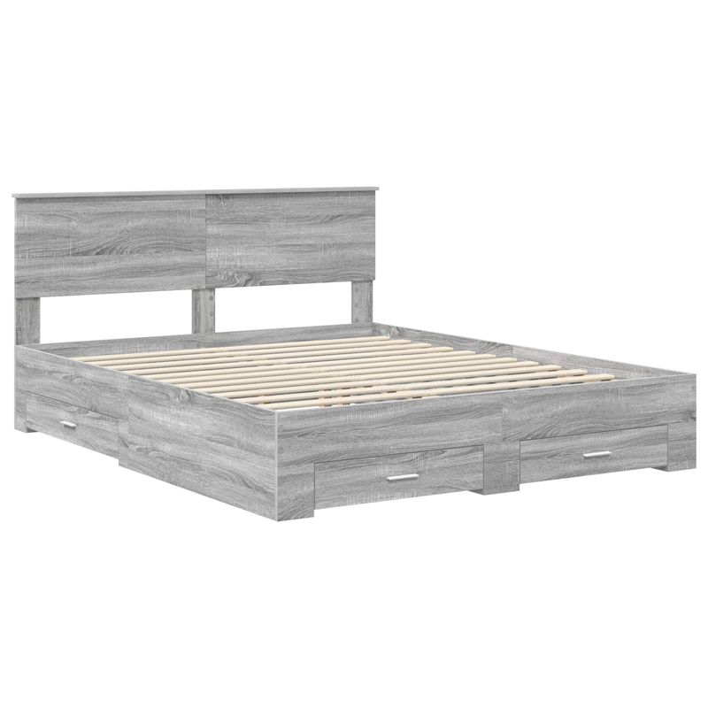 Casa si Gradina - Mobilier - Paturi si accesorii - Paturi - Cadru de pat cu headboard Gri Sonoma 160 x 200 cm Lemn compozit - Infinity.ro