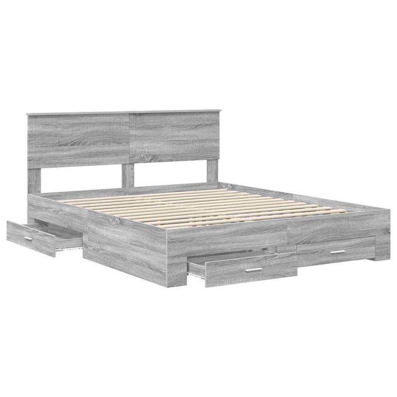 Casa si Gradina - Mobilier - Paturi si accesorii - Paturi - Cadru de pat cu headboard Gri Sonoma 160 x 200 cm Lemn compozit - Infinity.ro