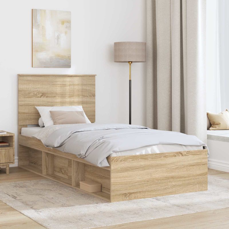 Casa si Gradina - Mobilier - Paturi si accesorii - Paturi - Cadru de pat cu headboard Sonoma 90 x 190 cm Lemn de pin masiv - Infinity.ro