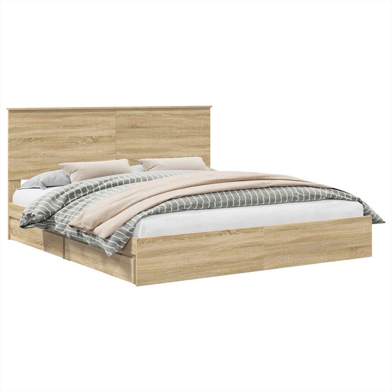 Casa si Gradina - Mobilier - Paturi si accesorii - Paturi - Pat cu storage Stejar Sonoma 180 x 200 cm Lemn compozit - Infinity.ro