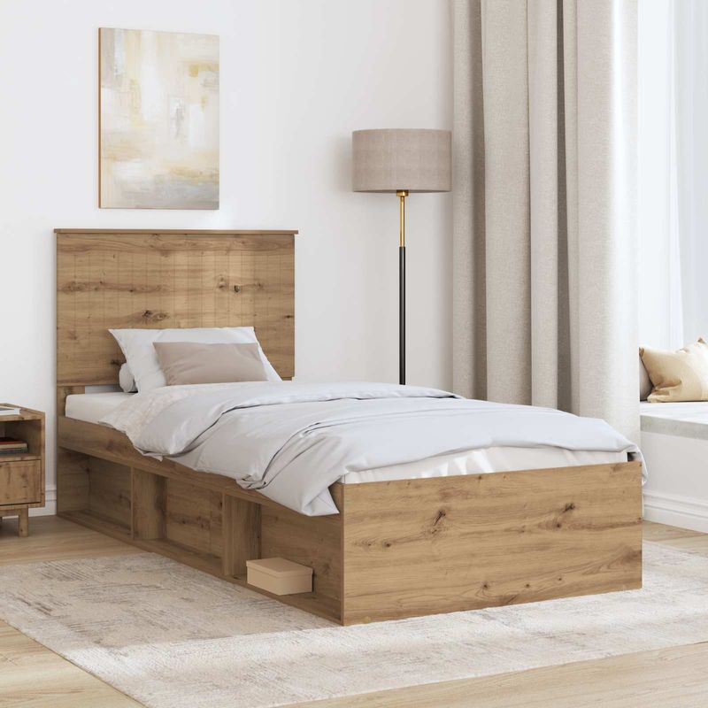Casa si Gradina - Mobilier - Paturi si accesorii - Paturi - Cadru de pat Stejar artizanal 90 x 200 cm Lemn de pin masiv - Infinity.ro