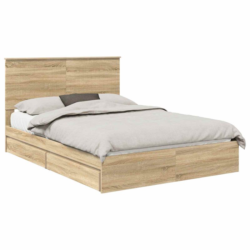 Casa si Gradina - Mobilier - Paturi si accesorii - Paturi - Pat cu storage Stejar Sonoma 135 x 190 cm Lemn compozit - Infinity.ro