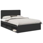 Casa si Gradina - Mobilier - Paturi si accesorii - Paturi - Cadru de pat cu headboard Negru 150 x 200 cm Lemn de pin masiv - Infinity.ro